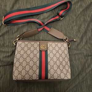 Brown and Red Crossbody Bag